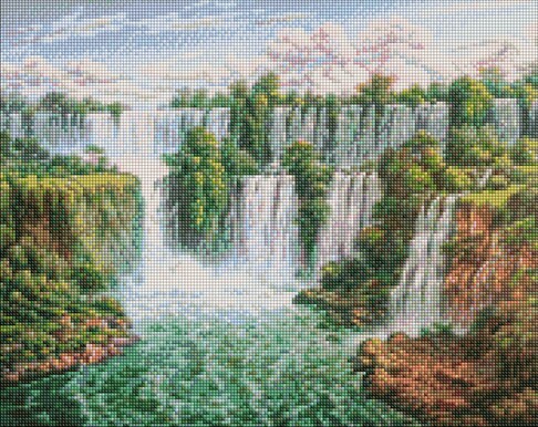 Алмазна мозаїка "Мальовничий водоспад" Ідейка