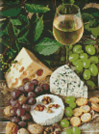 Алмазна мозаїка "Біле вино із сиром" Ідейка