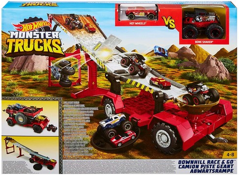 Игровой набор Хот Вилс Передвижной трамплин Hot Wheels Monster Trucks Downhill Race & Go Playset GFR15 изображение 6