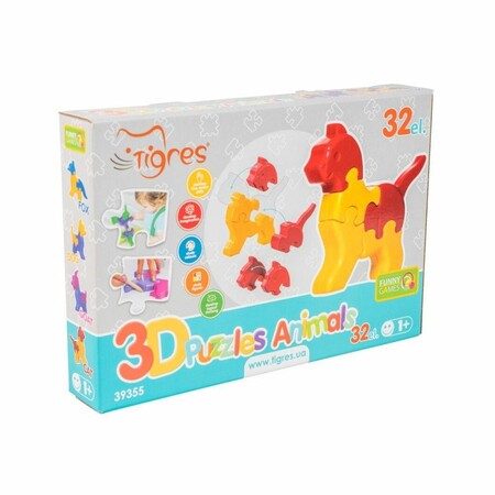 Іграшка розвиваюча: 3D пазли - Тваринки (4шт.) - 32 ел Tigres 39355 зображення