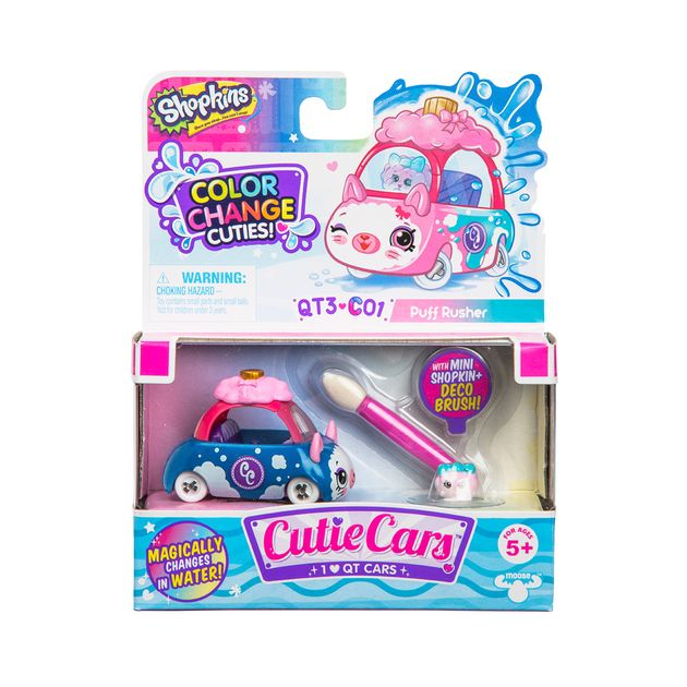 Фото3 Мини-машинка SHOPKINS CUTIE CARS S3 серии "МЕНЯЕМ ЦВЕТ" - УМЕЛАЯ ПУДРА (с мини-шоп.и кисточкой) Каталог