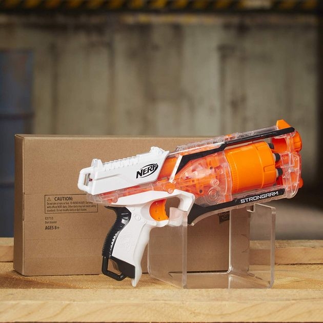 Бластер Нерф Элит Стронгарм прозрачный Strongarm Nerf N-Strike Elite Toy Blaster E5753 изображение 1