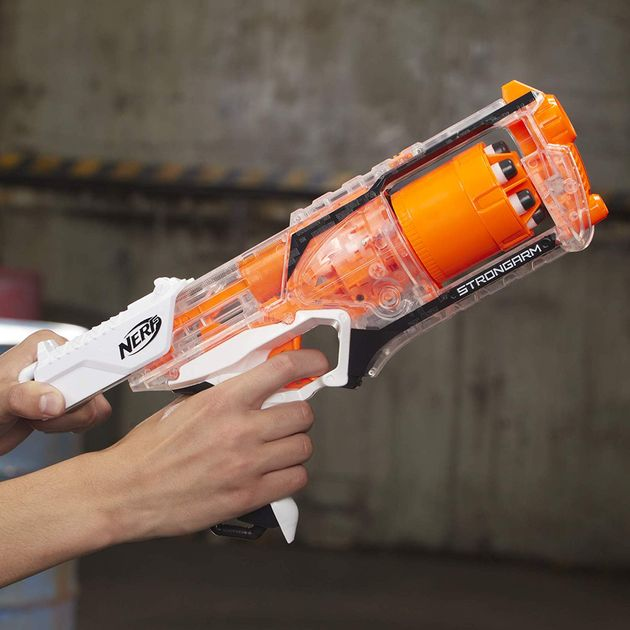 Бластер Нерф Элит Стронгарм прозрачный Strongarm Nerf N-Strike Elite Toy Blaster E5753 изображение 2