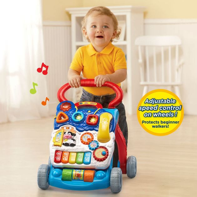 Интерактивные развивающие ходунки-каталка синие VTech Sit-To-Stand Learning Walker изображение 2