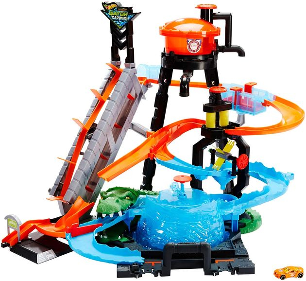 Трек Водонапорная башня серии Измени цвет Hot Wheels Ultimate Gator Car Wash Playset FTB67 изображение