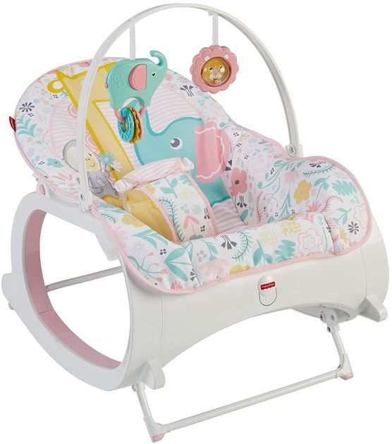 Вибро-шезлонг-качалка Сафари розовая Fisher-Price Infant-to-Toddler Rocker, Pink