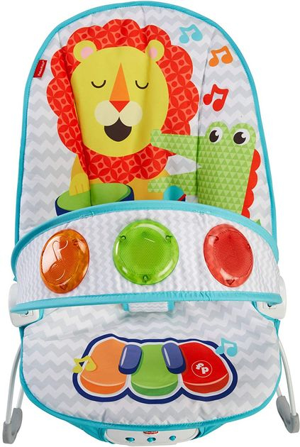 Детский музыкальный шезлонг кресло-качалка Ударяй и играй Fisher-Price Fun 'n Fold Bouncer FFX45 изображение 10