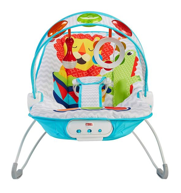 Детский музыкальный шезлонг кресло-качалка Ударяй и играй Fisher-Price Fun 'n Fold Bouncer FFX45 изображение 4