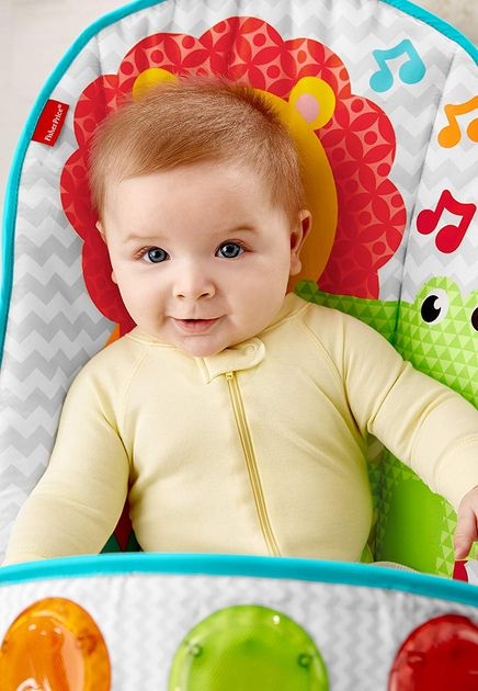 Детский музыкальный шезлонг кресло-качалка Ударяй и играй Fisher-Price Fun 'n Fold Bouncer FFX45 изображение 7