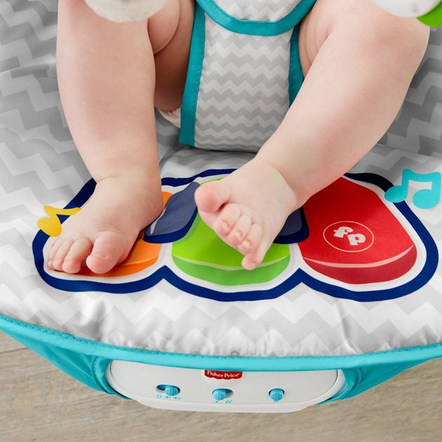 Детский музыкальный шезлонг кресло-качалка Ударяй и играй Fisher-Price Fun 'n Fold Bouncer FFX45 изображение 9