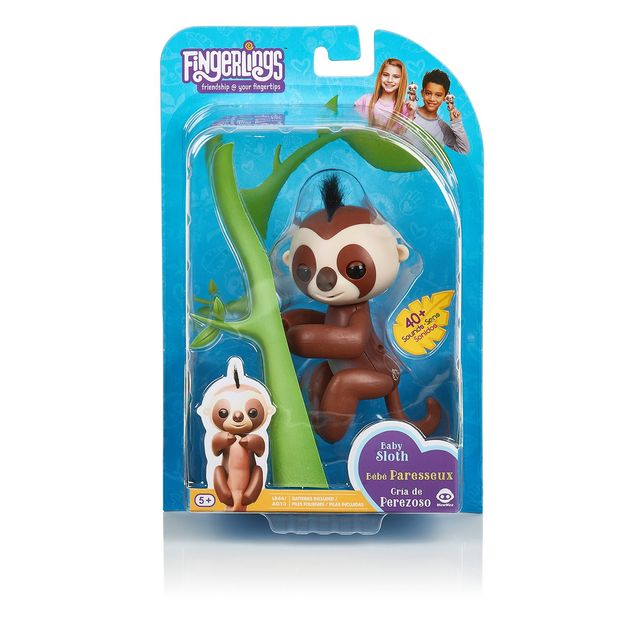 Интерактивная ручная фигурка Ленивец Кингсли Фингерлингс Fingerlings Baby Sloth - Kingsley by WowWee 3751