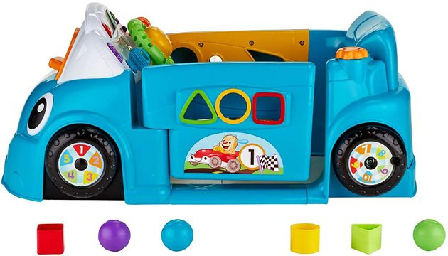 Развивающий центр, машинка, сортер Смейся и учись голубая Fisher-Price Laugh Learn Smart Stages Crawl Around Car изображение 7