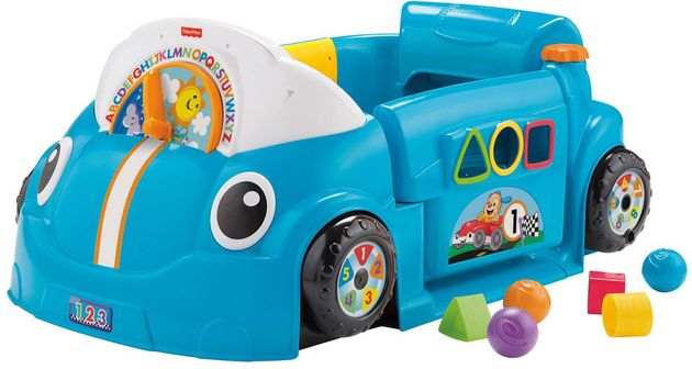 Развивающий центр, машинка, сортер Смейся и учись голубая Fisher-Price Laugh Learn Smart Stages Crawl Around Car изображение 12