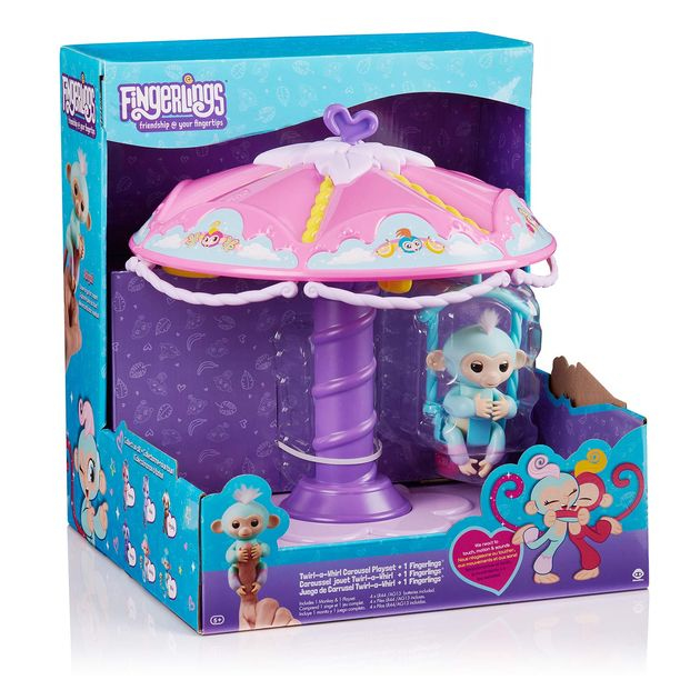 Игровой набор Фингерлингс Обезьянка Абигейл на карусели Carousel with 1 Fingerlings Baby Monkey - Abigail WowWee 3736 изображение 4
