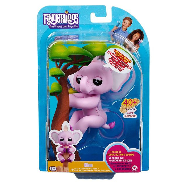 Интерактивная фигурка слоненок Нина Фингерлингс WowWee Fingerlings Baby Elephant - Nina (Pink) 3597 изображение 4