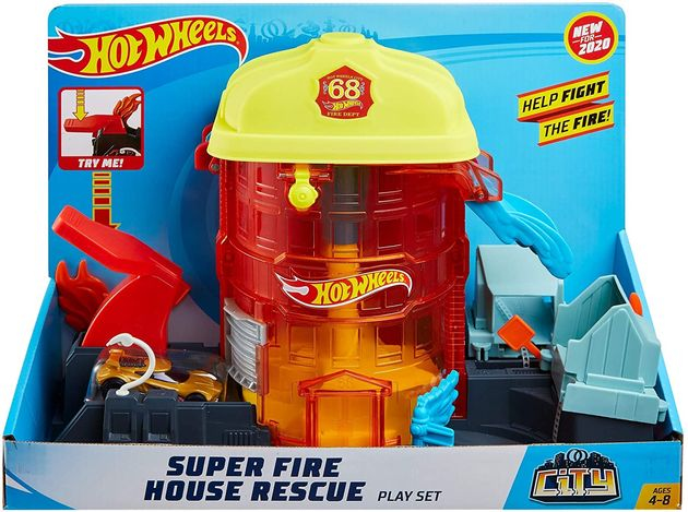 Трек Хот Вилс Пожарная станция Hot Wheels City Super City Fire изображение 
