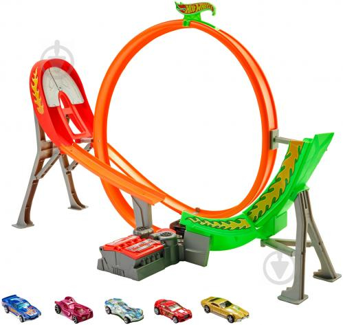 Трек Хот Вилс Безумный форсаж с 5 машинками Hot Wheels Power Shift Raceway Track изображение