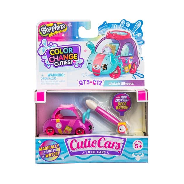 Фото3 Мини-машинка SHOPKINS CUTIE CARS S3 серии "МЕНЯЕМ ЦВЕТ" - ТИК-ТАК (с мини-шопкинсом и кисточкой) Каталог