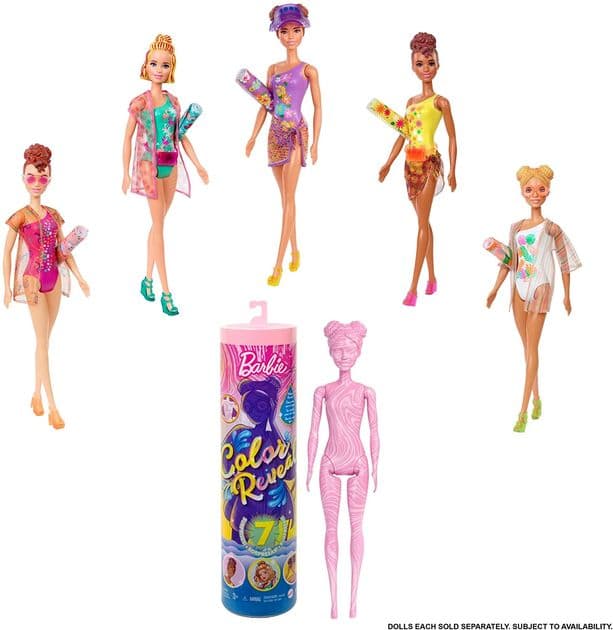 Игровой набор Барби в купальниках Цветное перевоплощение Barbie Color Reveal Doll with 7 Surprises изображение 