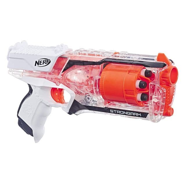 Бластер Нерф Элит Стронгарм прозрачный Strongarm Nerf N-Strike Elite Toy Blaster E5753