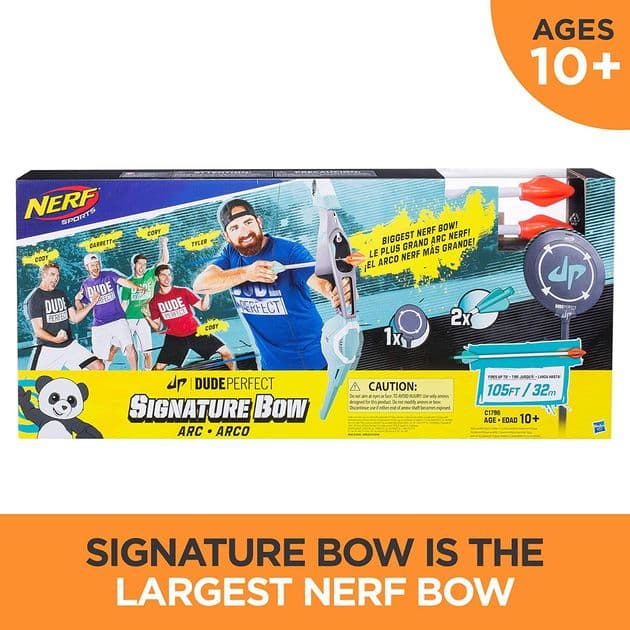 Большой лук Нерф с двумя свистящими стрелами Nerf Sports Dude Perfect Signature Bow C1796 изображение 4