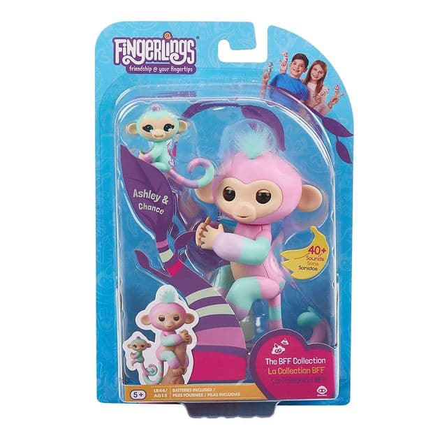 Интерактивная фигурка Fingerlings Обезьянка Эшли с мини-обезьянкой Чанс WowWee