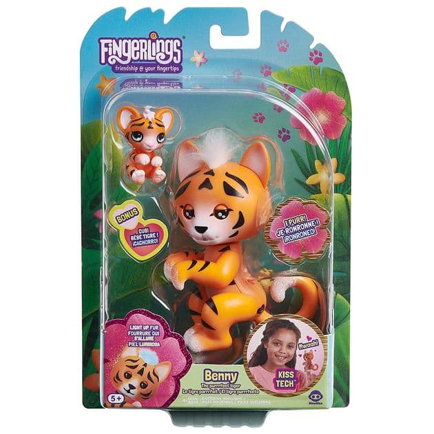 Интерактивная фигурка Фингерлингс Тигр Бенни WowWee Fingerlings Tiger and Mini - Benny and Kali 3521 изображение 6