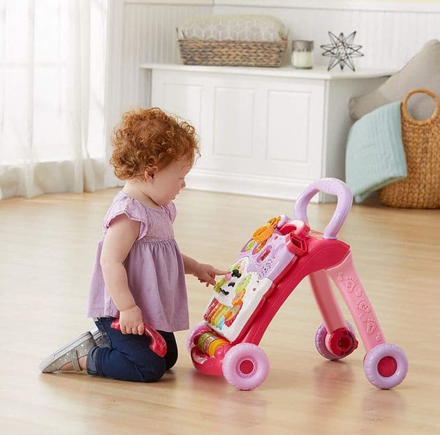 Интерактивные развивающие ходунки-каталка розовые VTech Sit-to-Stand Learning Walker изображение 2