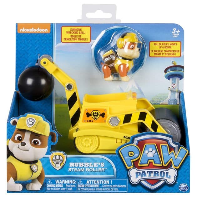 Игровой набор Крепыш на строительной машине Щенячий патруль/Paw Patrol – Rubble’s Steam Roller Construction Vehicle with Rubble Figure фото 3