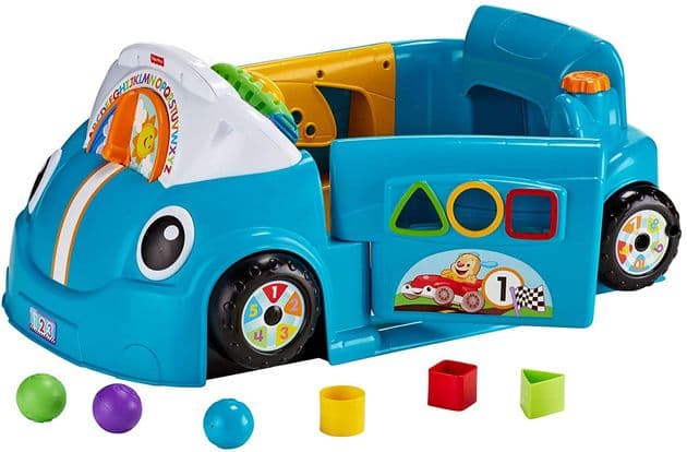 Развивающий центр, машинка, сортер Смейся и учись голубая Fisher-Price Laugh Learn Smart Stages Crawl Around Car изображение 8