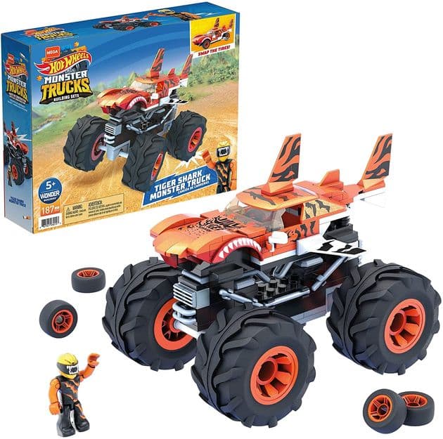 Конструктор Хот Вилс внедорожник Тигровая Акула Mega Construx Hot Wheels Tiger Shark Monster Truck изображение 