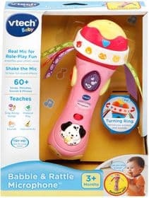 Музыкальный микрофон-погремушка розовый VTech Baby Babble and Rattle Microphone изображение 3