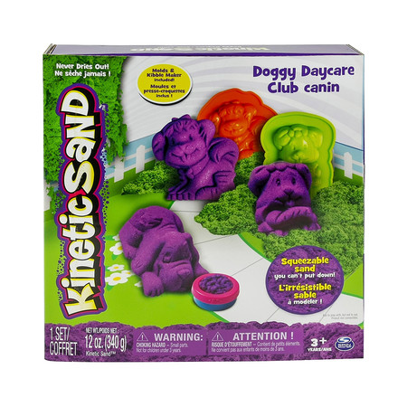 Фото2 Набор песка для детского творчества - KINETIC SAND DOGGY (фиолетовый, зеленый, формочки, 340 г) Каталог