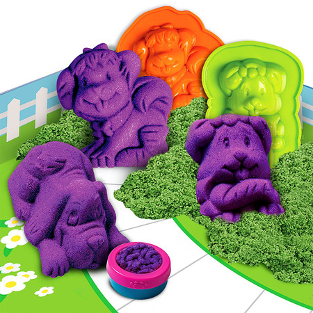 Фото4 Набор песка для детского творчества - KINETIC SAND DOGGY (фиолетовый, зеленый, формочки, 340 г) Каталог