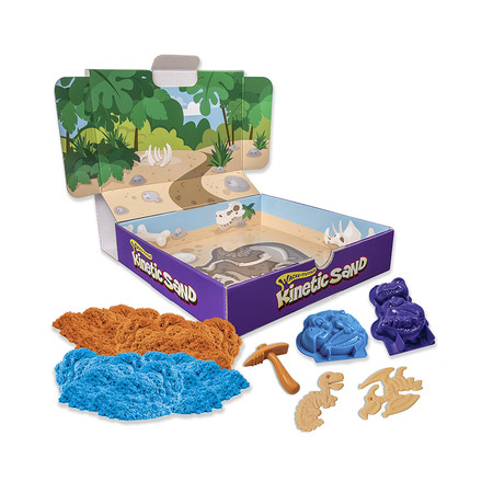 Фото3 Набор песка для детского творчества - KINETIC SAND DINO (голубой , коричневый, аксессуары, 340 г) Каталог
