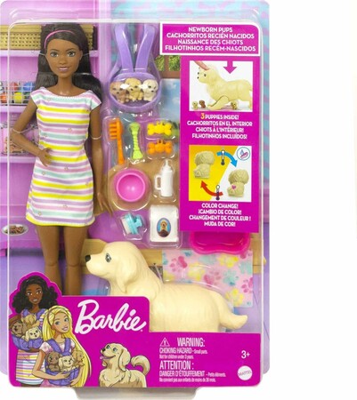 Barbie Brunette Doll with Mommy Dog and Newborn Puppies зображення 4