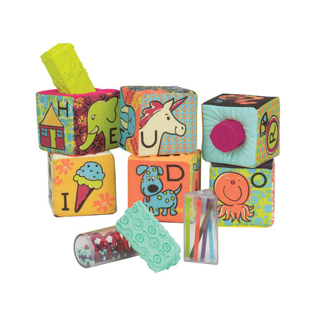 Фото4 Развивающие мягкие кубики-сортеры ABC (6 кубиков, в сумочке, мягкие цвета) Каталог