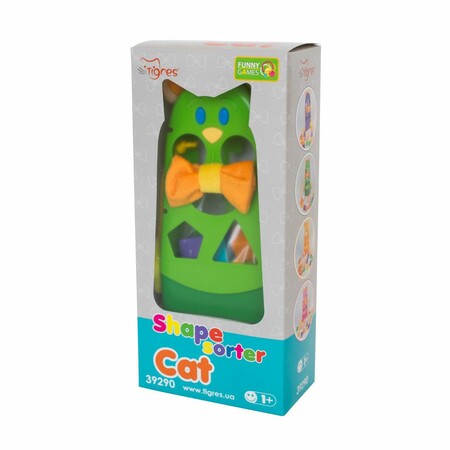 Развивающая игрушка-сортер "Котик" (зелений) Tigres зображення