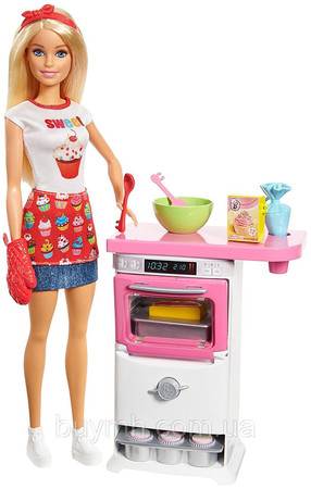 Игровой набор Барби Кондитер блондинка Barbie Bakery Chef Doll and Playset FHP57