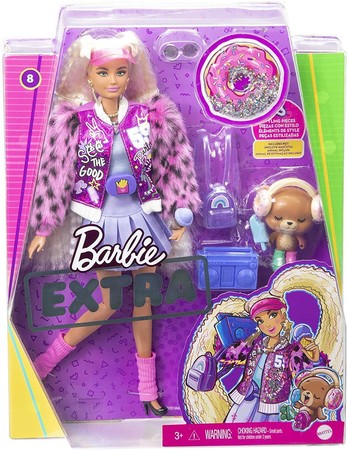Игровой набор Барби Экстра модница в розовой шубке Barbie Extra Doll #8 изображение 4