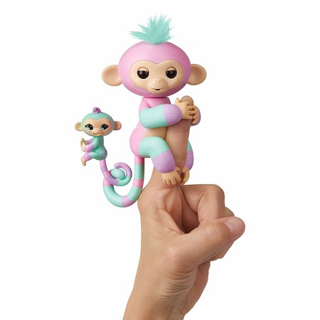 Интерактивная фигурка Fingerlings Обезьянка Эшли с мини-обезьянкой Чанс WowWee Fingerlings Baby Monkey & Mini BFFs - Ashley & Chance