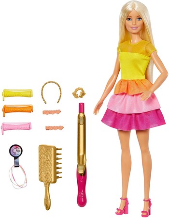 Игровой набор Барби Роскошные волосы ​Barbie Ultimate Curls Blonde Doll and Hairstyling Playset GBK24 изображение