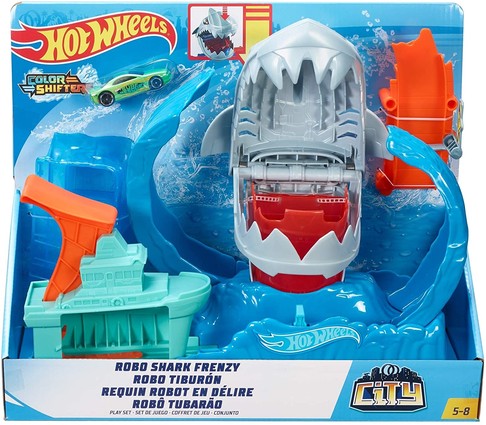 Игровой набор Хот Вилс Голодная акула-робот Измени цвет Hot Wheels City Color Changing Robot Shark Play Set GJL12 изображение