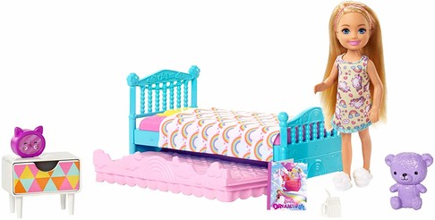 Игровой набор кукла Барби Челси Спальная комната Barbie Club Chelsea Bedtime Playset FXG83 изображение 1