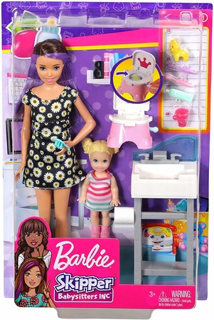 Игровой набор Барби Скиппер няня Потти Barbie Skipper Babysitters Potty Training Playset FJB01 изображение 2