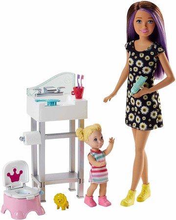 Игровой набор Барби Скиппер няня Потти Barbie Skipper Babysitters Potty Training Playset FJB01 изображение