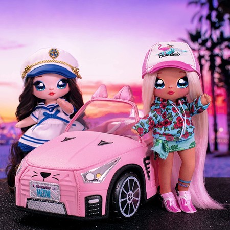 Машина для куклы На На На Сюрприз Кэтмобиль Na! Na! Na! Surprise Pink Soft Plush Convertible Car изображение 1