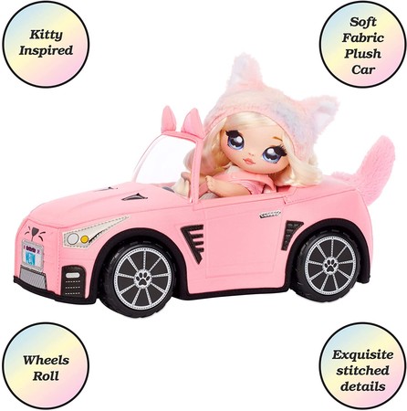 Машина для куклы На На На Сюрприз Кэтмобиль Na! Na! Na! Surprise Pink Soft Plush Convertible Car изображение 2
