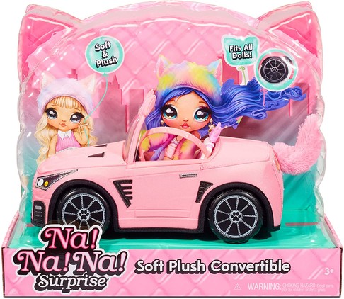 Машина для куклы На На На Сюрприз Кэтмобиль Na! Na! Na! Surprise Pink Soft Plush Convertible Car изображение 3