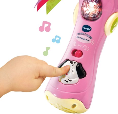 Музыкальный микрофон-погремушка розовый VTech Baby Babble and Rattle Microphone изображение 1